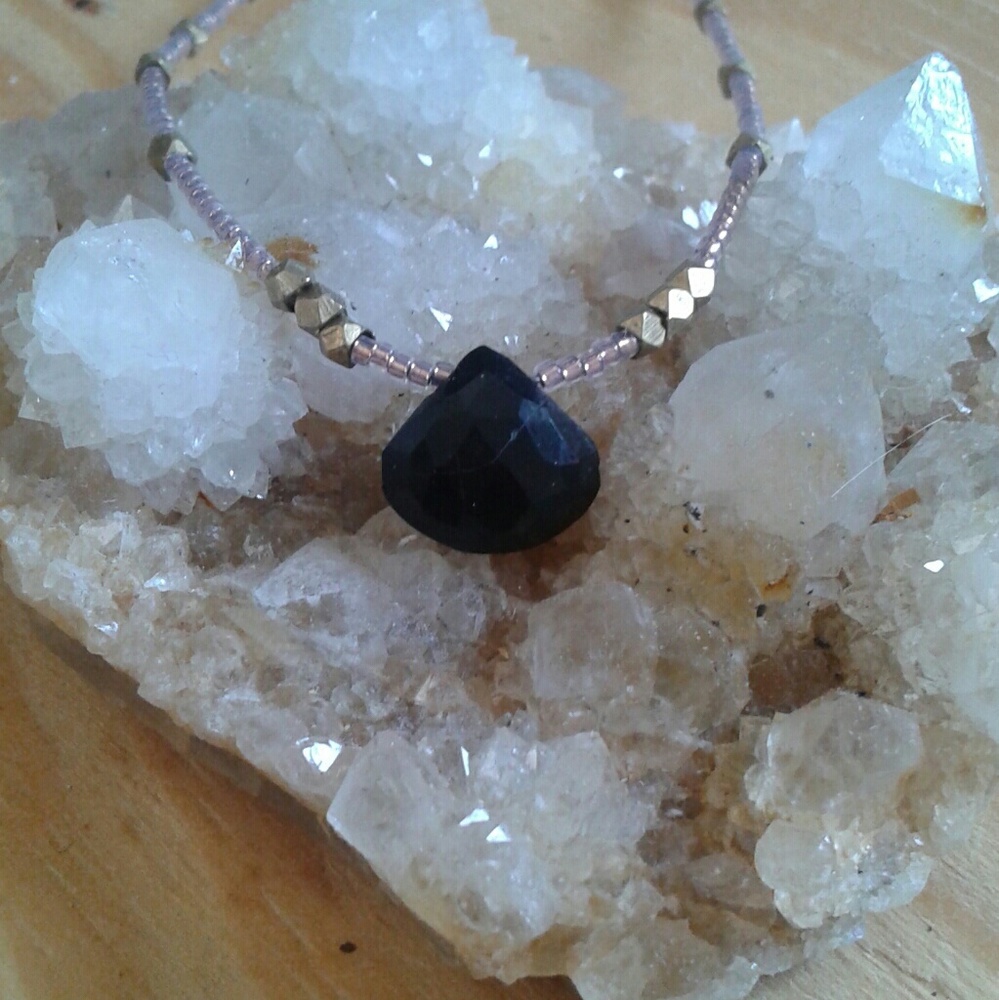 Minimalist Onxy and Brass Bead Choker